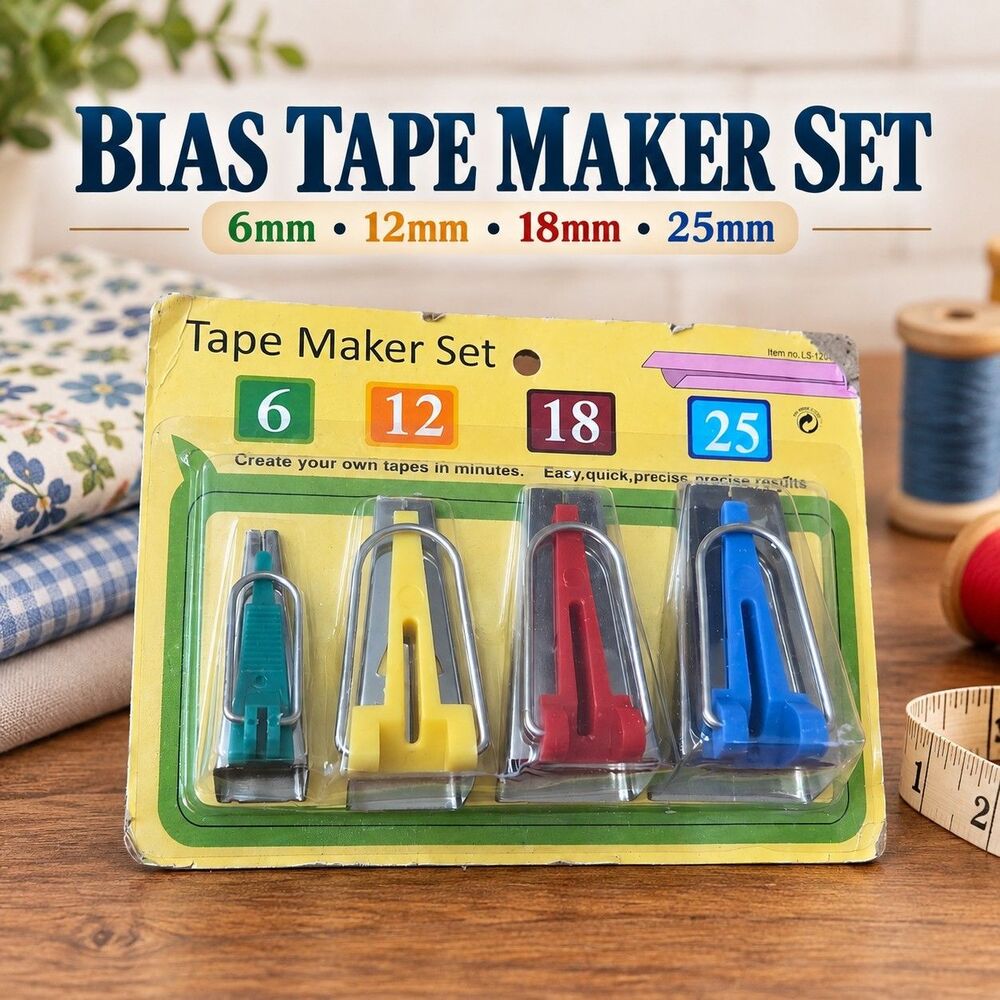 Bias Tape Maker Set 6mm 12mm 18mm 25mm 4 Piece Sewing Quilting Sealed